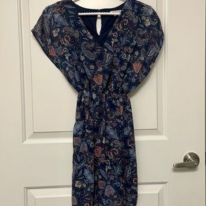 ARDENE Navy Bohemian Paisley Chiffon Dress